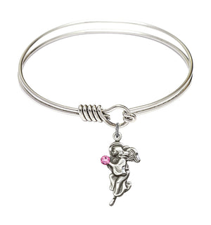 Smooth Bangle Bracelet with a Guardian Angel Charm