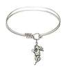 Smooth Bangle Bracelet with a Guardian Angel Charm
