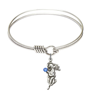 Smooth Bangle Bracelet with a Guardian Angel Charm