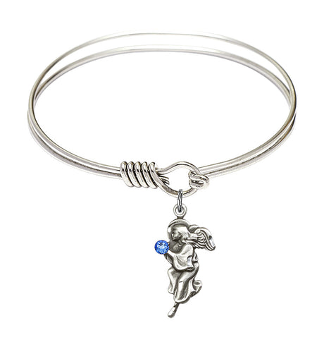 Smooth Bangle Bracelet with a Guardian Angel Charm