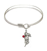 Smooth Bangle Bracelet with a Guardian Angel Charm