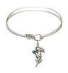 Smooth Bangle Bracelet with a Guardian Angel Charm
