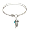 Smooth Bangle Bracelet with a Guardian Angel Charm
