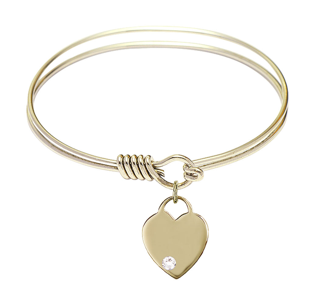 Smooth Bangle Bracelet with a Heart Charm
