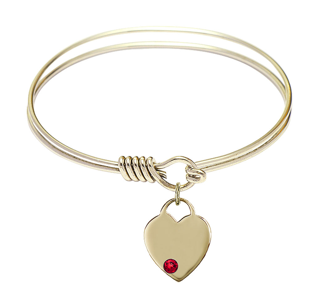 Smooth Bangle Bracelet with a Heart Charm