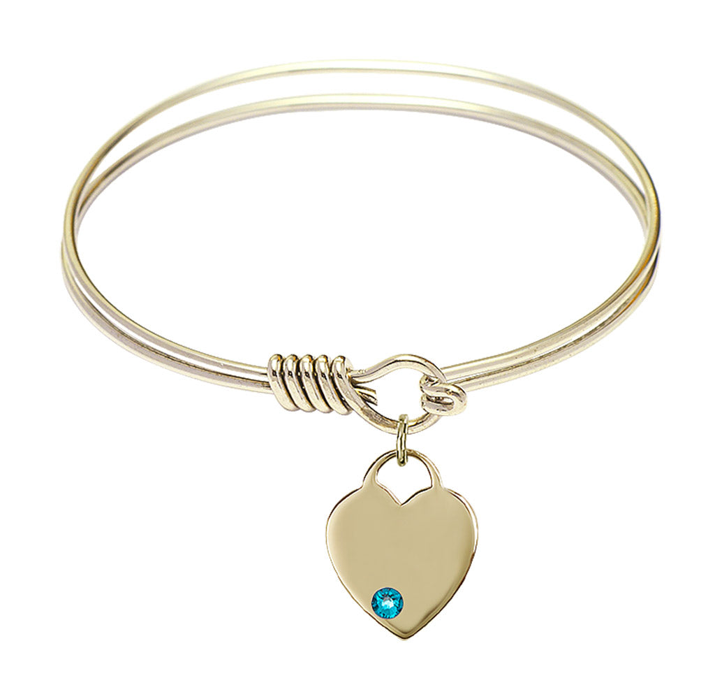Smooth Bangle Bracelet with a Heart Charm