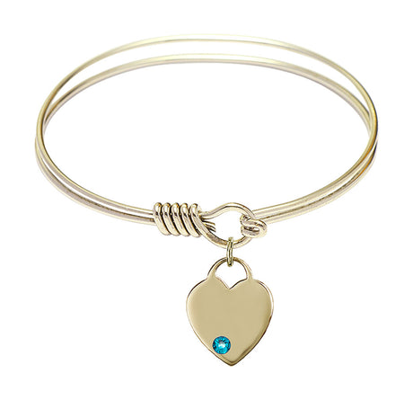 Smooth Bangle Bracelet with a Heart Charm