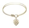 Smooth Bangle Bracelet with a Heart Communion Charm