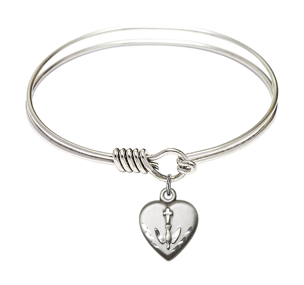 Smooth Bangle Bracelet with a Heart Confirmation Charm