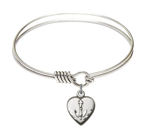 Smooth Bangle Bracelet with a Heart Confirmation Charm