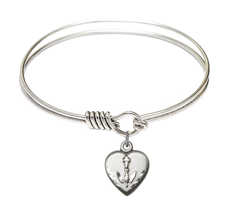 Smooth Bangle Bracelet with a Heart Confirmation Charm
