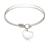 Smooth Bangle Bracelet with a Heart and Cross Charm