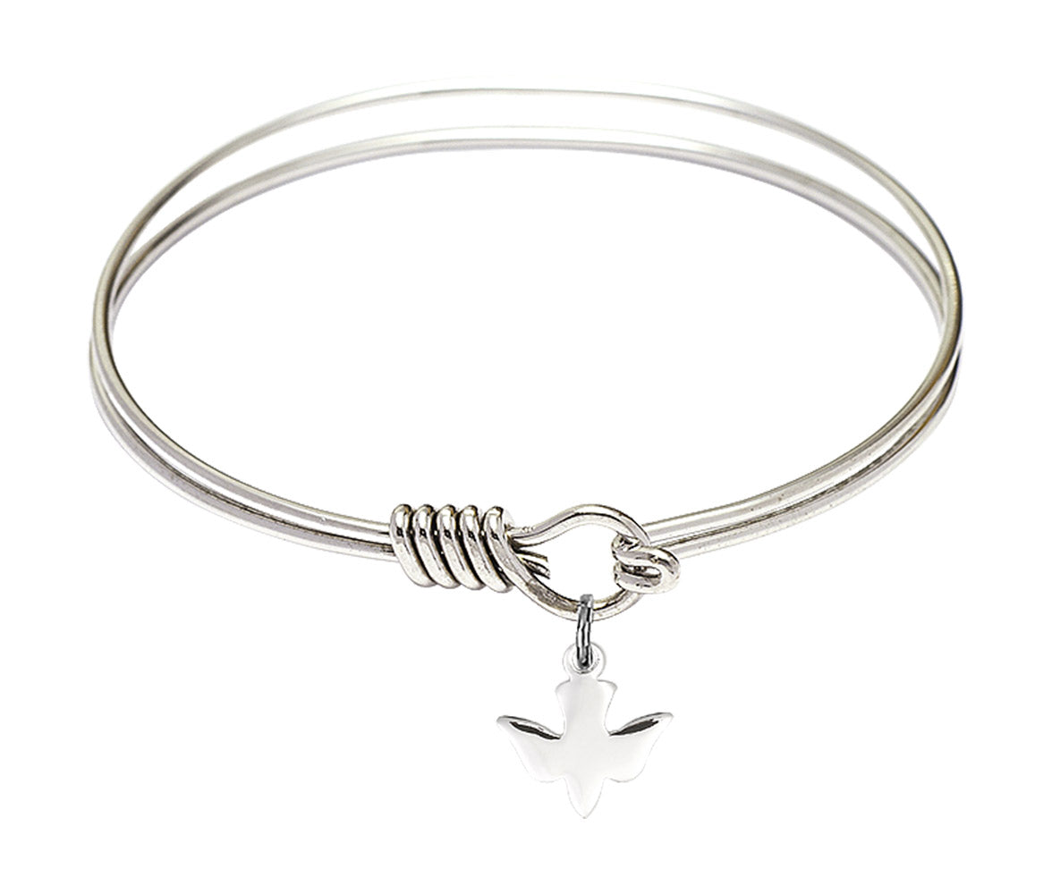 Smooth Bangle Bracelet with a Holy Spirit Dove Charm