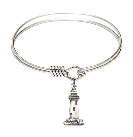 Smooth Bangle Bracelet with a Lighthouse Charm
