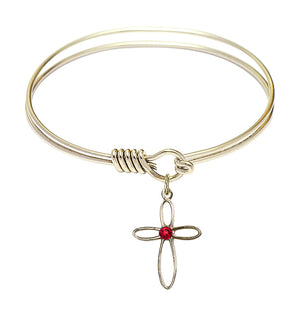Smooth Bangle Bracelet with a Loop Cross Charm