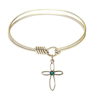Smooth Bangle Bracelet with a Loop Cross Charm