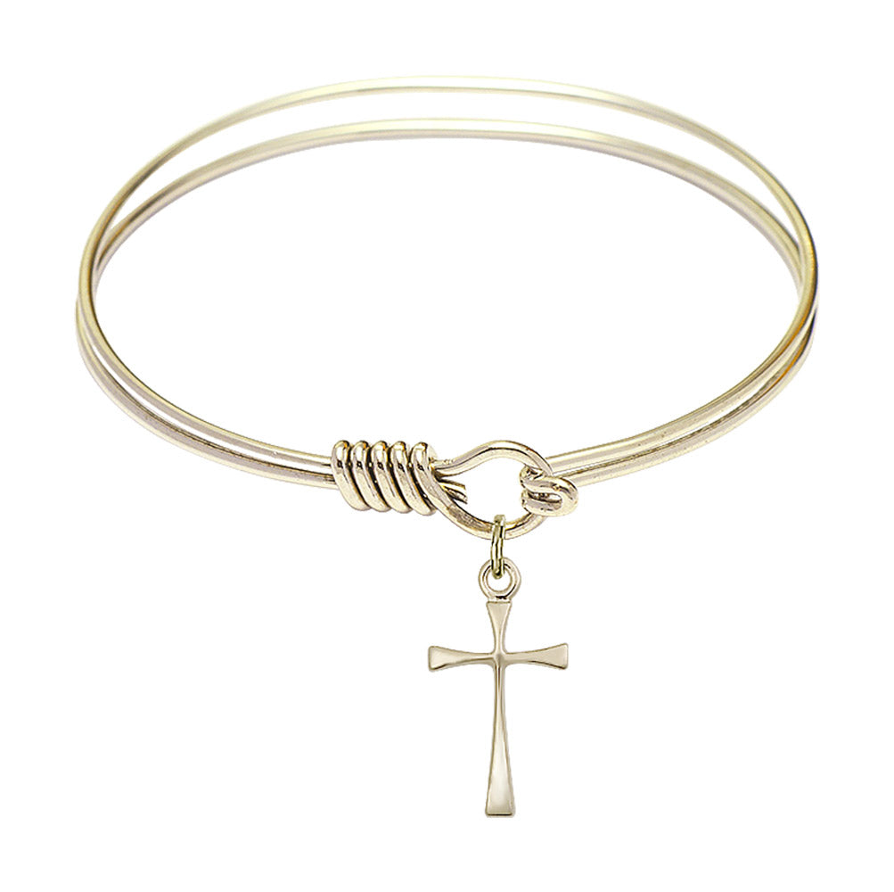 Smooth Bangle Bracelet with a Maltese Cross Charm