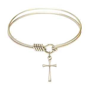 Smooth Bangle Bracelet with a Maltese Cross Charm