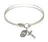 Smooth Bangle Bracelet with a Miraculous and Crucifix Charm