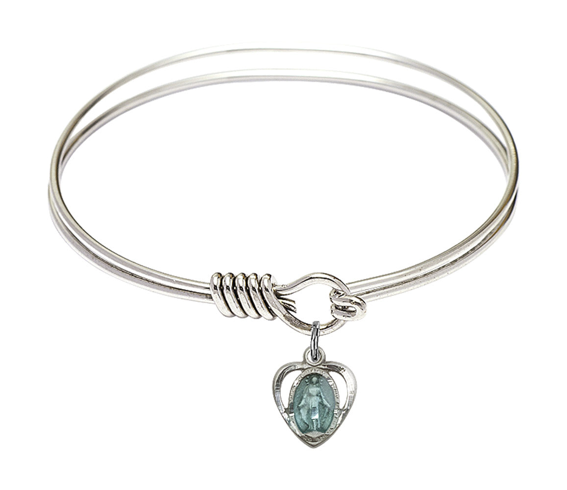 Smooth Bangle Bracelet with a Miraculous Heart Charm
