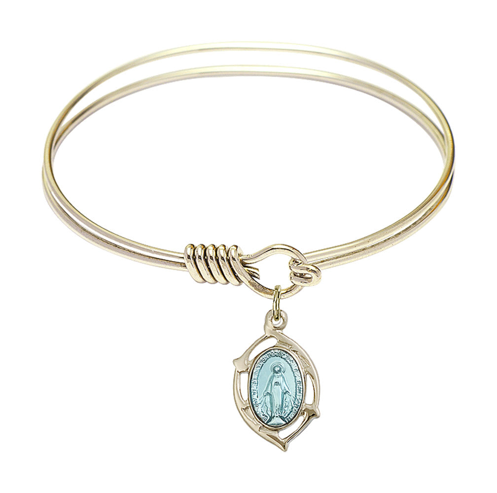 Smooth Bangle Bracelet with a Miraculous Leaf Charm