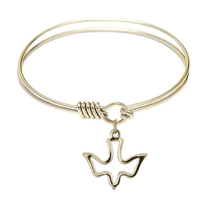 Smooth Bangle Bracelet with a  Open-Cut Holy Spirit Charm