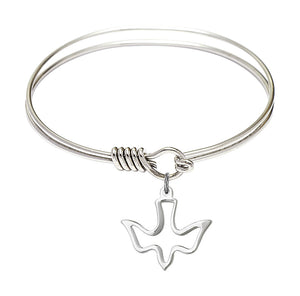Smooth Bangle Bracelet with a  Open-Cut Holy Spirit Charm