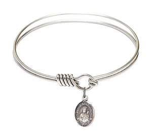 Smooth Bangle Bracelet with Our Lady of Czestochowa Charm