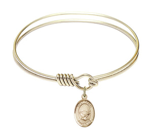 Smooth Bangle Bracelet with a Oval Holy Spirit Charm
