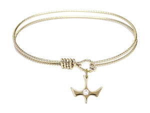 Cable Bangle Bracelet with a Petite Holy Spirit Charm and Birthstone