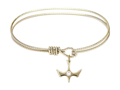 Cable Bangle Bracelet with a Petite Holy Spirit Charm and Birthstone