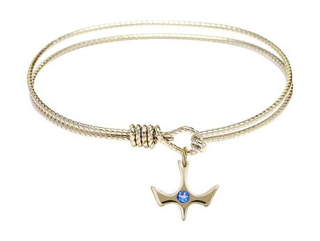Cable Bangle Bracelet with a Petite Holy Spirit Charm and Birthstone