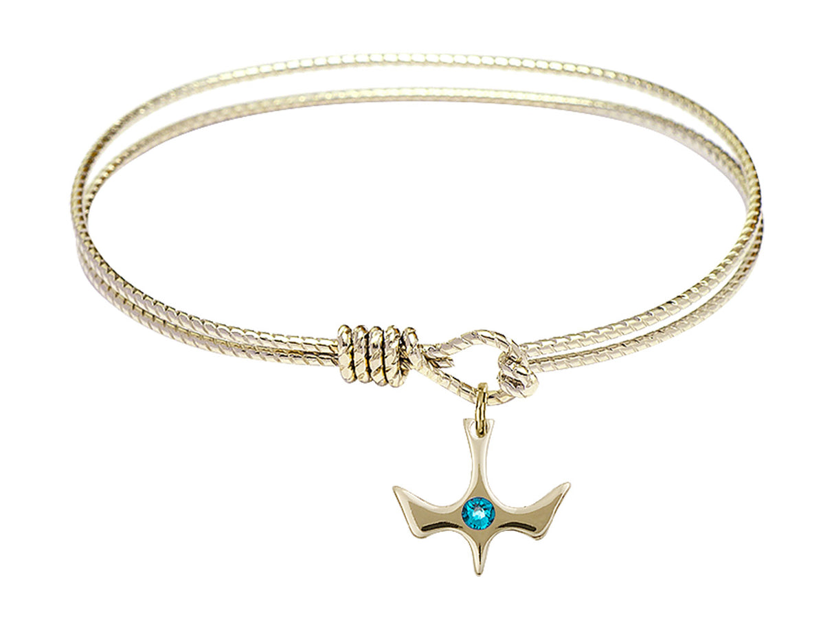 Cable Bangle Bracelet with a Petite Holy Spirit Charm and Birthstone