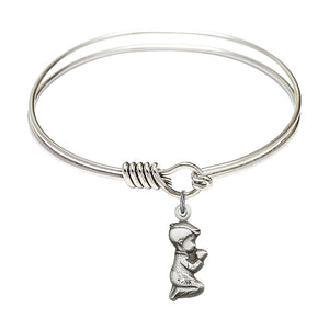 Smooth Bangle Bracelet with a Praying Boy Charm