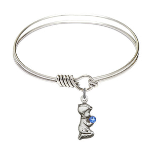 Smooth Bangle Bracelet with a Praying Boy Charm