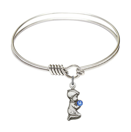 Smooth Bangle Bracelet with a Praying Boy Charm