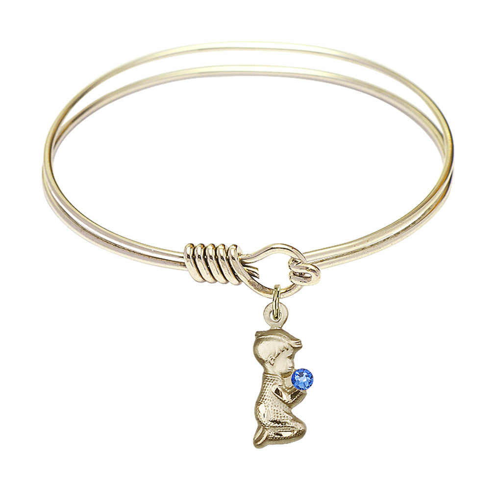 Smooth Bangle Bracelet with a Praying Boy Charm