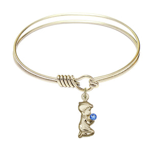 Smooth Bangle Bracelet with a Praying Boy Charm