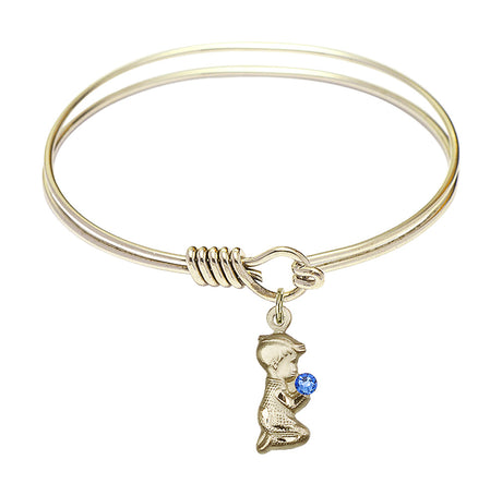 Smooth Bangle Bracelet with a Praying Boy Charm