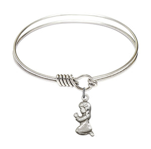 Smooth Bangle Bracelet with a Praying Girl Charm