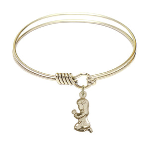 Smooth Bangle Bracelet with a Praying Girl Charm