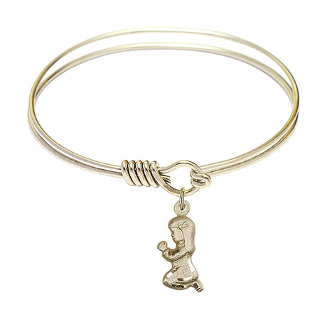 Smooth Bangle Bracelet with a Praying Girl Charm