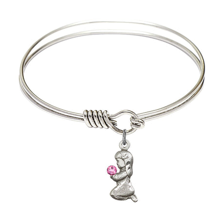 Smooth Bangle Bracelet with a Praying Girl Charm