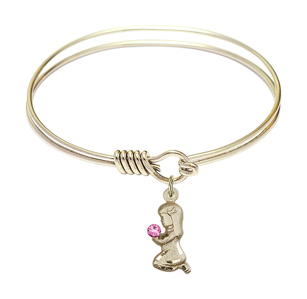Smooth Bangle Bracelet with a Praying Girl Charm