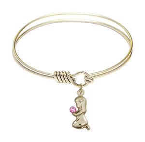 Smooth Bangle Bracelet with a Praying Girl Charm