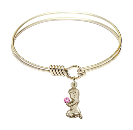 Smooth Bangle Bracelet with a Praying Girl Charm