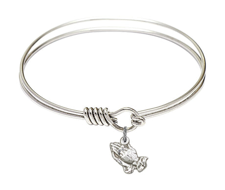 Smooth Bangle Bracelet with a Praying Hands Charm