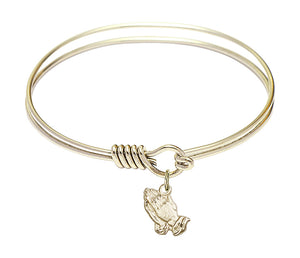 Smooth Bangle Bracelet with a Praying Hands Charm