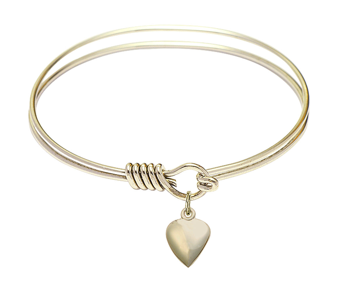 Smooth Bangle Bracelet with a Puff Heart Charm