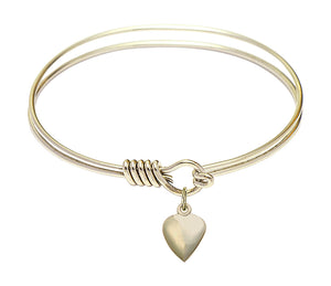 Smooth Bangle Bracelet with a Puff Heart Charm